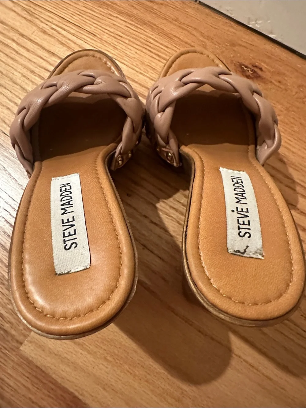 Steve Madden Braided Slide Heels in Nude Tan